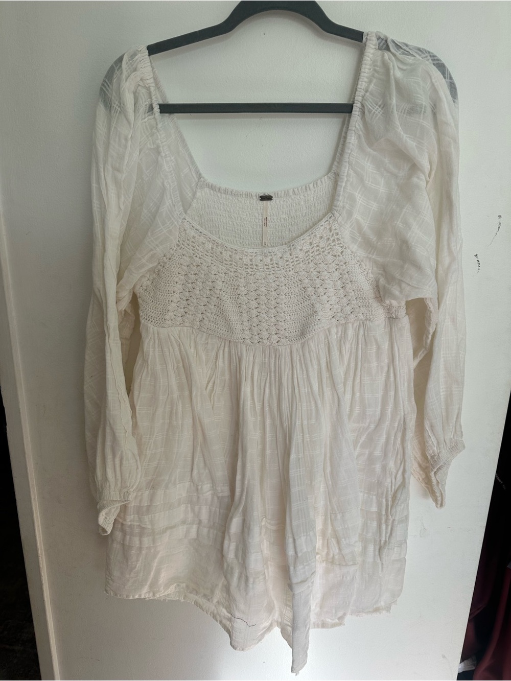 Women's free people white tunic with Crochet top
